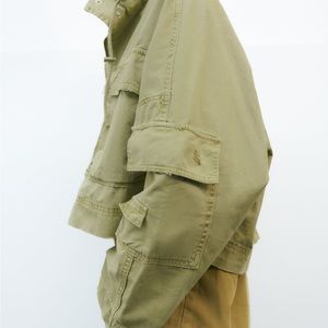 Zara green cropped utility jacket